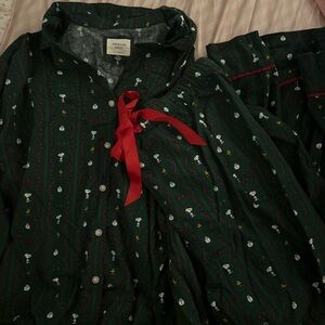 American Eagle Outfitters AE Snoopy Peanuts Flannel PJ Set Pajama Lounge Set